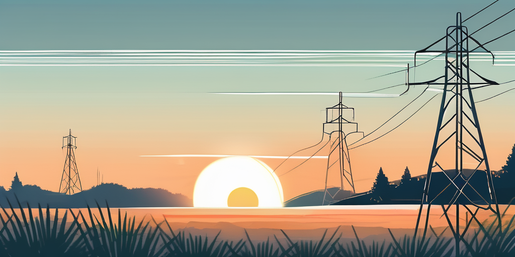 Sommerlandschaft mit klarem Himmel und untergehender Sonne, symbolisiert fallende Benzinpreise.