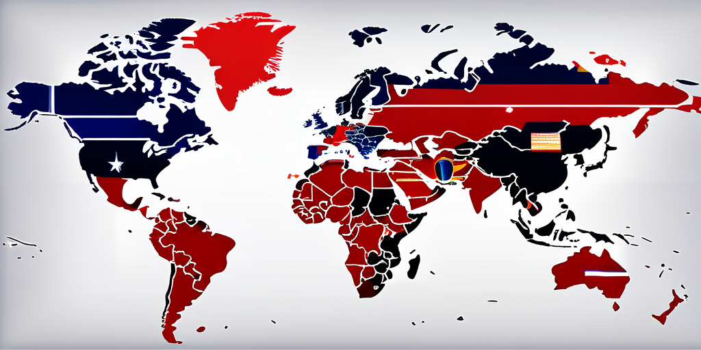 Internationales Netzwerk von Flaggen auf Weltkarte, symbolisiert globale Handelsbeziehungen, dynamischer Graph mit schwankenden Gaspreisen im Hintergrund.