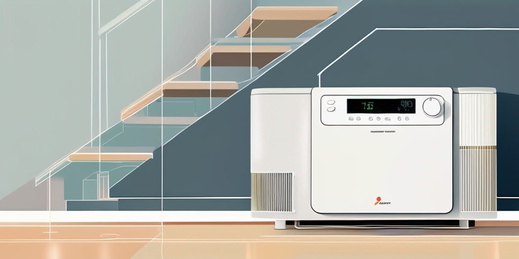 Moderne, effiziente Thermostat neben gut gewarteter Heizanlage zur Darstellung von Energieeffizienz und Kontrolle bei reduziertem Gasverbrauch, mit weichem Fokus auf isoliertem Wohnambiente zur Verstaerkung des Warmeerhalts.