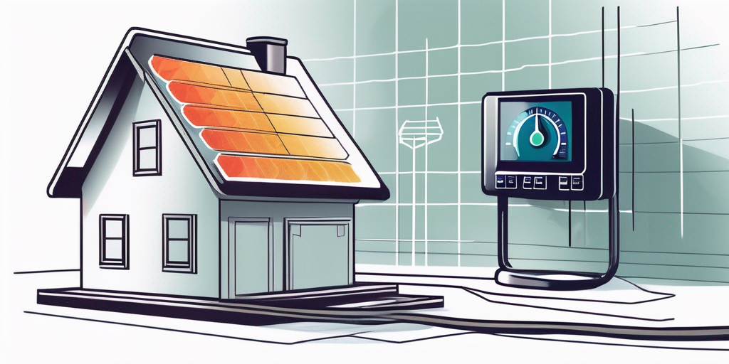 Nahaufnahme eines Thermostats neben einem Hausmodell zur Symbolisierung von Energieeffizienz und Kosteneinsparungen bei Haushaltsnebenkosten.