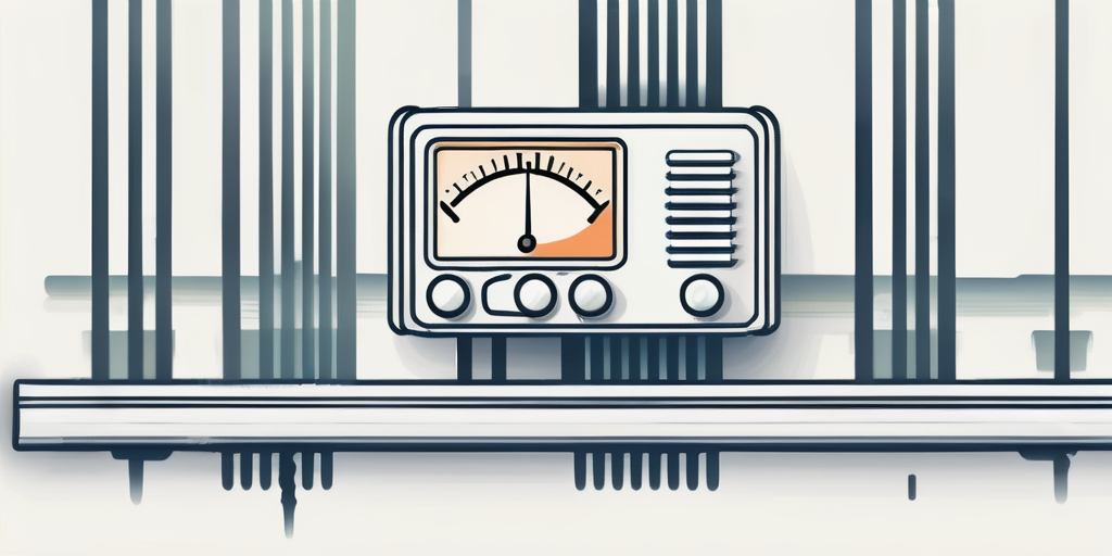 Nahaufnahme eines Thermostats an einem Heizkoerper zur Kontrolle der Heizkosten neben einem Diagramm mit abwaertsgerichteter Tendenz, das die finanziellen Vorteile einer Gaspreisbremse darstellt.