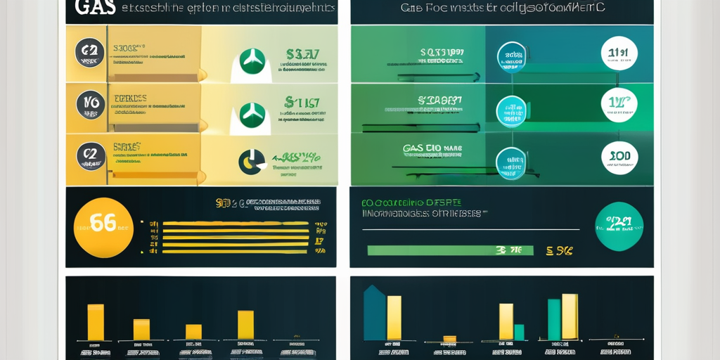 Infografik zu Preisobergrenzen fuer Gas mit Statistiken und Diagrammen, vereinfacht komplexe Finanzdaten mit klaren Icons und minimalistischem Design.