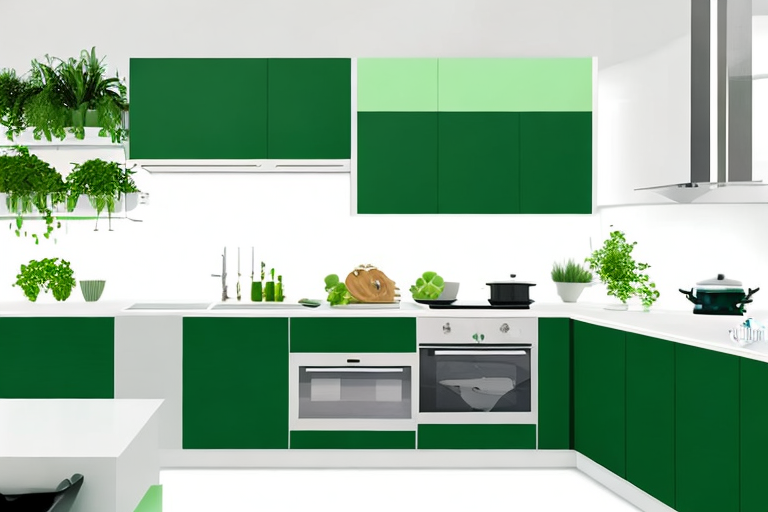 Moderne Kueche mit eleganten Geraeten, gruenen Pflanzen und heller, einladender Atmosphaere, Vorteile von Biogas.