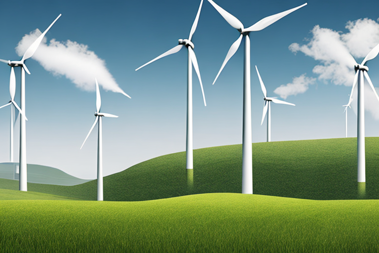 Saubere Energielandschaft mit Biokraftstoffanlagen und Windturbinen im Vergleich zu traditionellem Gaskraftwerk. Saubere Energielandschaft mit Biokraftstoffanlagen und Windturbinen im Vergleich zu traditionellem Gaskraftwerk.