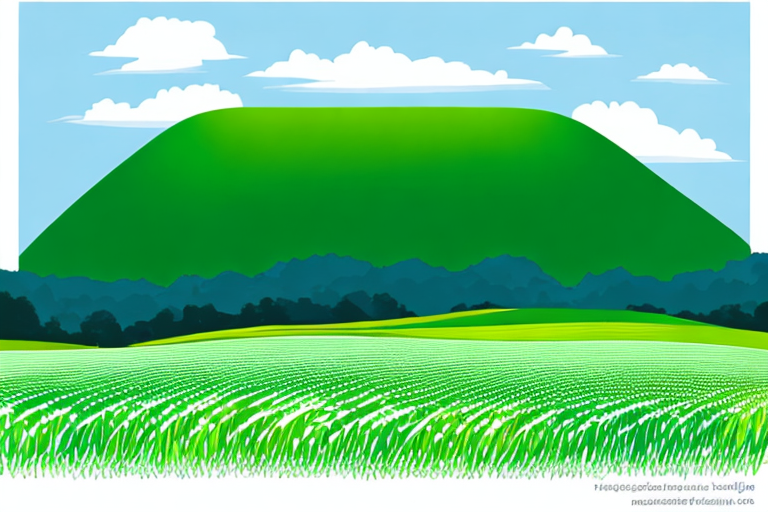 Gruenes Feld mit blauem Himmel, Symbol fuer nachhaltige und umweltfreundliche Vorteile der Nutzung von Biogas.