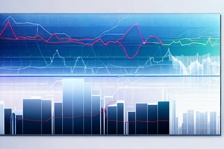 Dynamisches Aktienmarkt-Diagramm mit schwankenden Gaspreisen und moderner Handelsplatz im Hintergrund.