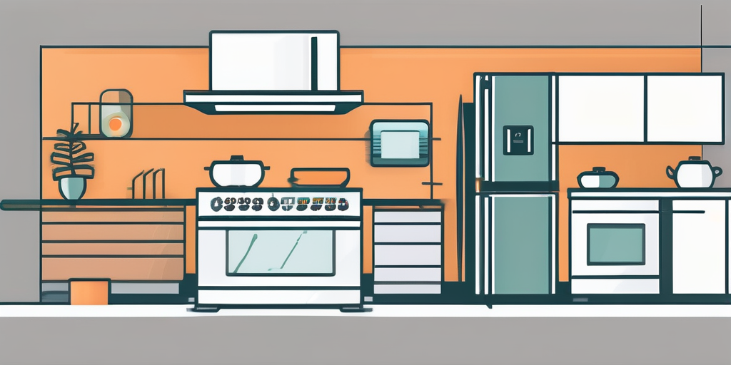 Energiesparende Geraete und intelligenter Thermostat in einem modernen, hellen Wohnambiente zur Einsparung von Nebenkosten und Finanzmanagement.