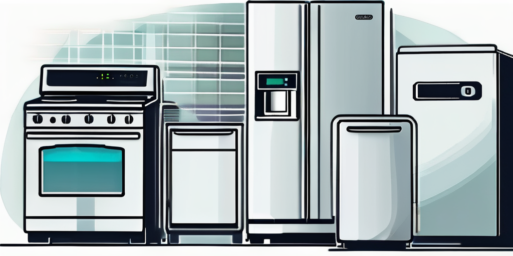 Moderne, energieeffiziente Haushaltsgeraete, programmierbares Thermostat und Hochleistungs-Gasheizkessel zur Reduktion des Gasverbrauchs durch technologische Fortschritte.