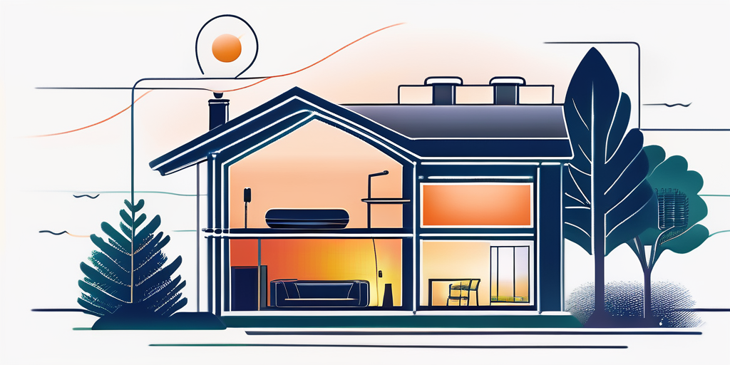 Modernes, energieeffizientes Haus mit fortschrittlicher Heiztechnik und ruhigem Wohnraum, das die Vorteile eines Wechsels zu einem neuen Gasanbieter symbolisiert, beleuchtet durch sanftes Licht fuer eine warme und kostenguenstige Atmosphaere.