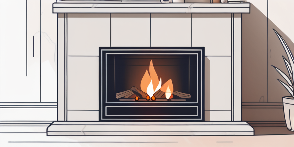 Gemuetliches Zuhause mit Gaskamin und sichtbarem Thermostat an der Wand, betont Haushaltsgasverbrauch und Energieeffizienz.