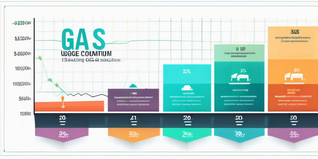 Dynamisches Diagramm ueber Gasverbrauchstrends mit Energiesparloesungen, bunten Icons und Statistiken zur Reduzierung des Gasverbrauchs. Dynamisches Diagramm ueber Gasverbrauchstrends mit Energiesparloesungen, bunten Icons und Statistiken zur Reduzierung des Gasverbrauchs.
