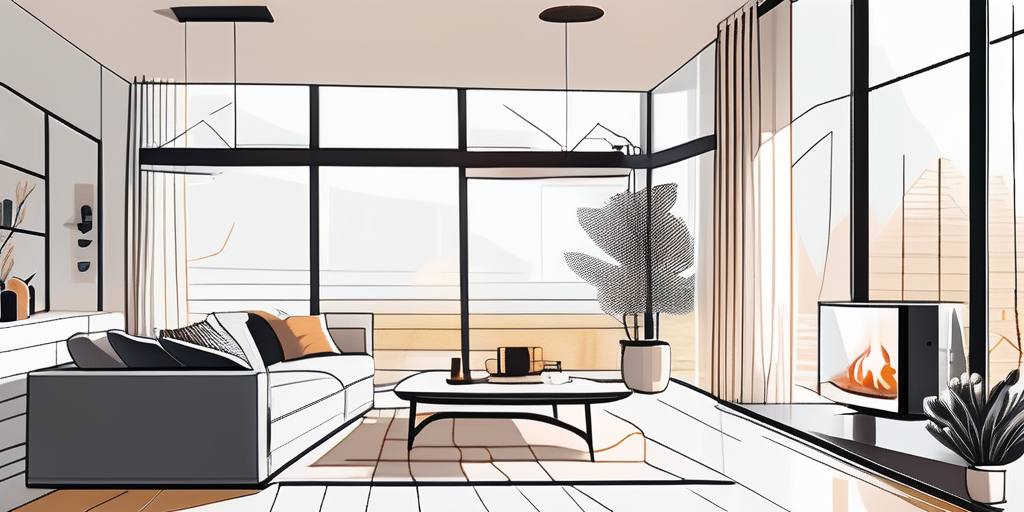 Moderne, geraeumige Wohnung mit sichtbaren Heizelementen und Thermostaten, effizientes und kostensparendes Energiemanagement, helles Tageslicht durch grosse Fenster, betont warmen und oekonomisch verwalteten Wohnraum unter neuen Gaspreisdeckel-Regulierungen.