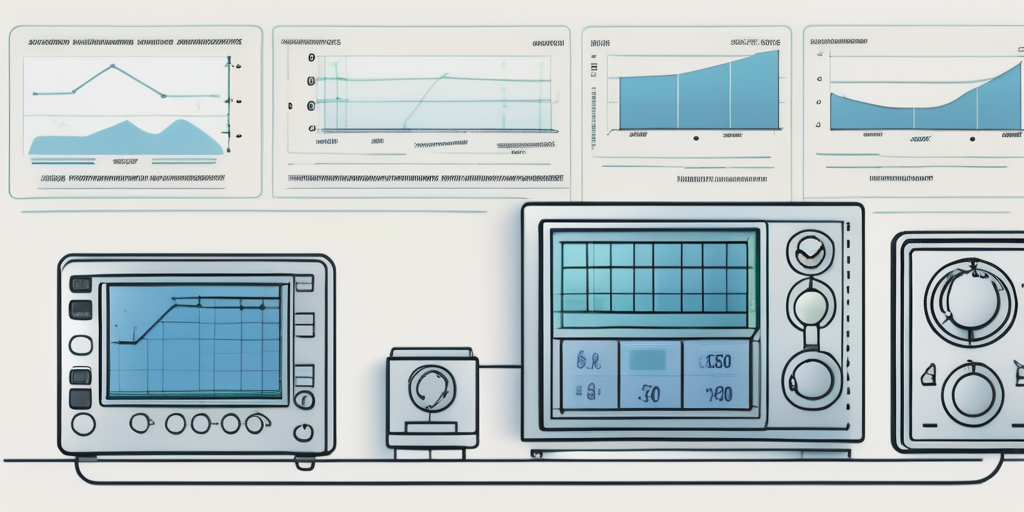 Verschiedene Ueberwachungs- und Messgeraete fuer Erdgasverbrauch mit Grafiken, Zaehlern und Analysewerkzeugen zur effektiven Verbrauchssteuerung und Kostenreduktion