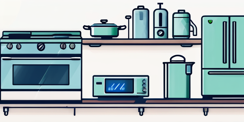 Moderne, energieeffiziente Gasherd und intelligente Thermostate in einem sauberen, organisierten Wohnraum zur nachhaltigen Reduzierung von Gaskosten.