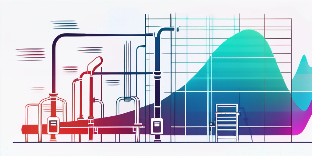 Gasleitungen und Zaehler mit farbenfrohen Grafiken im Hintergrund, die Preistrends und Einsparmoeglichkeiten fuer Gas zeigen. Gasleitungen und Zaehler mit farbenfrohen Grafiken im Hintergrund, die Preistrends und Einsparmoeglichkeiten fuer Gas zeigen.