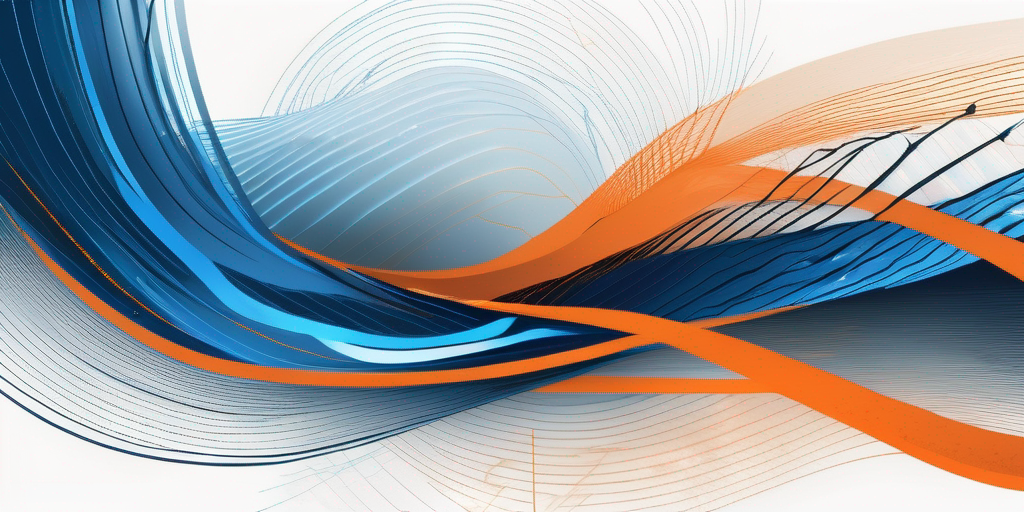 Blau-orange Energiefluesse symbolisieren Angebot und Nachfrage im Gasmarkt vor dunklem, abstraktem Hintergrund.