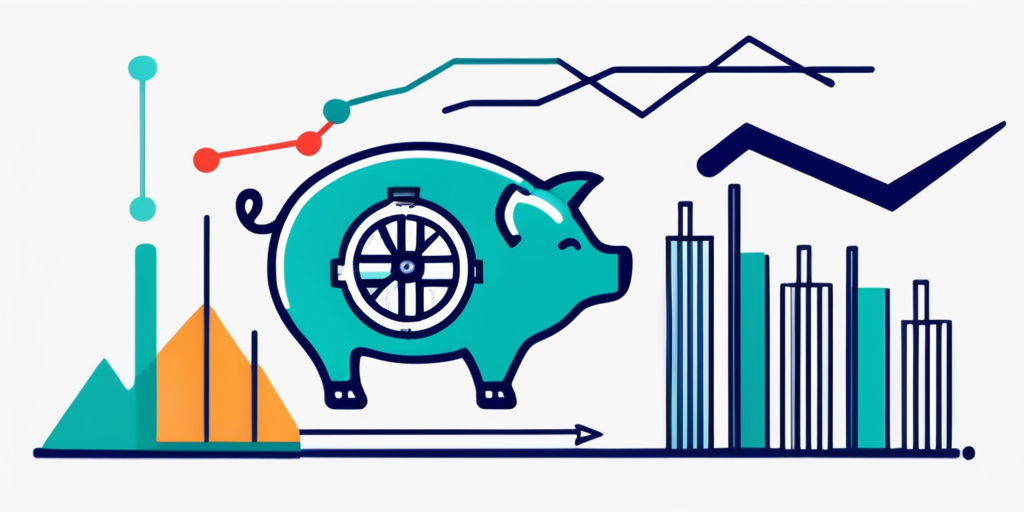 Grafik zur Darstellung von Trends bei Gaskosten mit Pfeilen fuer Budgetmanagement und Taschenrechner, neben Sparschwein fuer Einsparungen. Grafik zur Darstellung von Trends bei Gaskosten mit Pfeilen fuer Budgetmanagement und Taschenrechner, neben Sparschwein fuer Einsparungen.