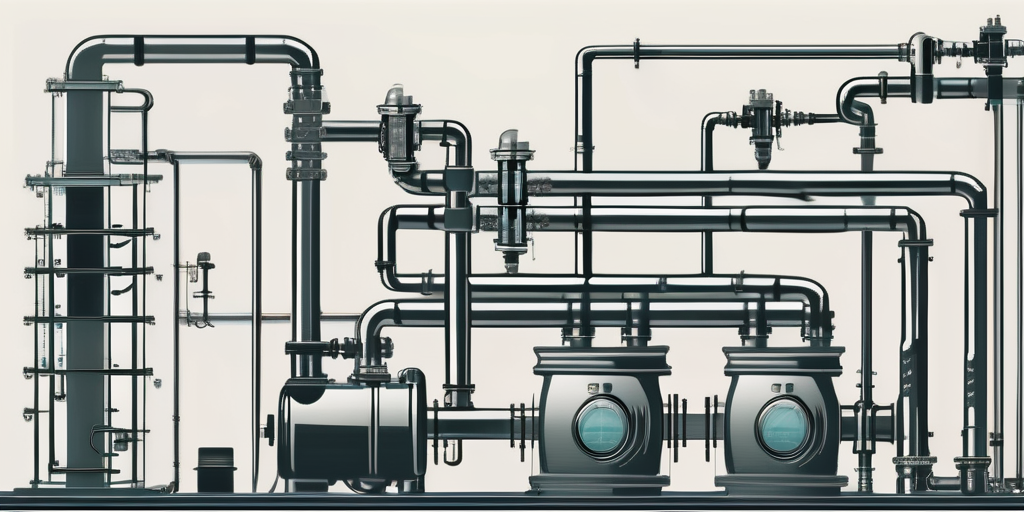 Komplexe Gasversorgungssysteme mit Rohrleitungen und Messgeraeten zur Auswahl des richtigen Gasanbieters ohne menschliche Elemente