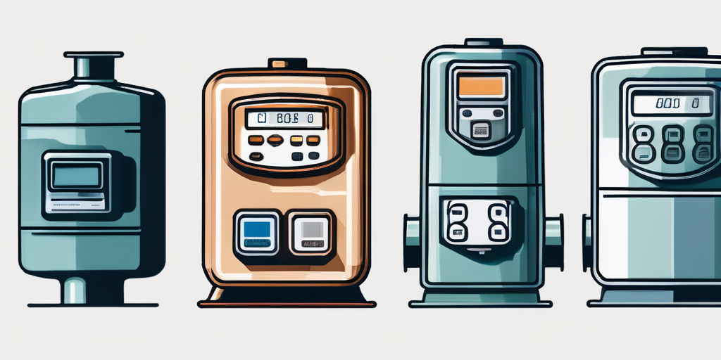 Verschiedene Gaszaehler und Nebenkostenabrechnungen zeigen Einsparmoeglichkeiten durch Wahl eines neuen Gasanbieters. Verschiedene Gaszaehler und Nebenkostenabrechnungen zeigen Einsparmoeglichkeiten durch Wahl eines neuen Gasanbieters.