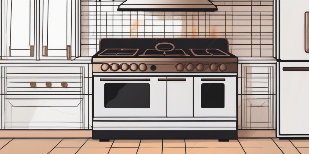 Gemuetliche Kueche mit energieeffizientem Gasherd im Vordergrund, der Waerme und intelligente Energieverwaltung symbolisiert.