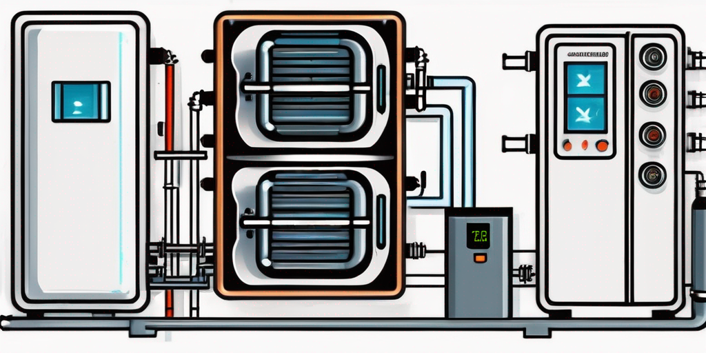 Moderne Heizanlage mit Rohren und Thermostaten, Energieeffizienz-Symbolik und Tipps zur Reduzierung des Gasverbrauchs. Moderne Heizanlage mit Rohren und Thermostaten, Energieeffizienz-Symbolik und Tipps zur Reduzierung des Gasverbrauchs.
