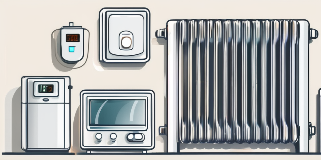 Moderne Heizsysteme und Thermostate zur Reduzierung des Gasverbrauchs, inklusive verschiedener Radiatortypen und intelligenter Temperaturregelung.