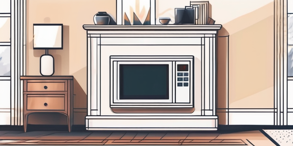 Modernes Thermostat in einem gemuetlich beleuchteten Wohnzimmer, betont Energieeffizienz und Komfort.