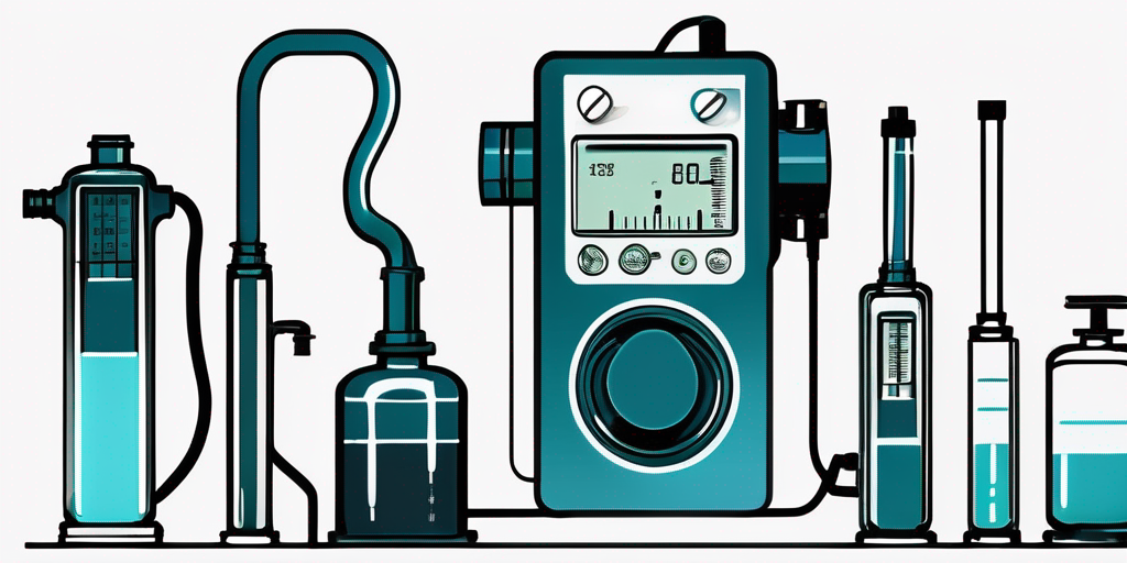 Verschiedene Gastypen und Messwerkzeuge, thematisch arrangiert zur Auswahl eines Gasanbieters nach analytischer Praezision und wirtschaftlichen Faktoren.