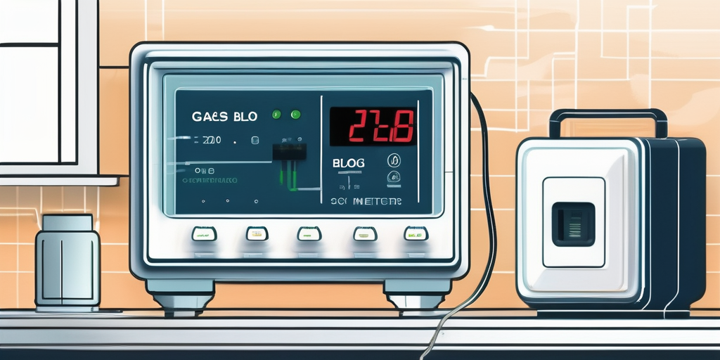 Modernes Heim mit natuerlichem Licht und modernen Annehmlichkeiten, zeigt nahtlosen Anbieterwechsel mit Nahaufnahme eines Zaehlergeraets und Smartphone, das Vergleichswebseite anzeigt.