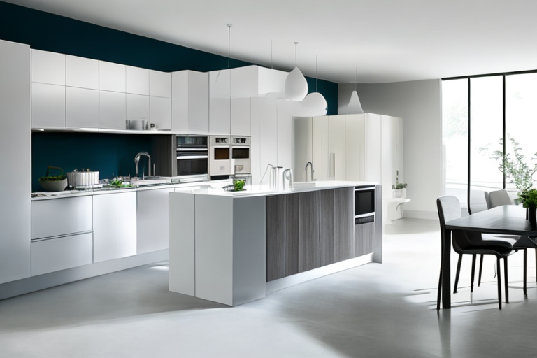 moderne kueche mit modernen geraeten und gemuetlichem essbereich, betont saubere energiequelle aus gas bio fuer nachhaltiges leben moderne kueche mit modernen geraeten und gemuetlichem essbereich, betont saubere energiequelle aus gas bio fuer nachhaltiges leben