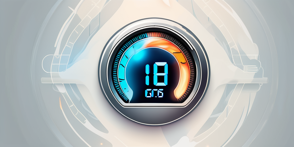 Moderne Thermostat-Drehknopf vor einem Hintergrund aus Flammen des Erdgases, symbolisiert effizientes Energiemanagement und Kosteneinsparungen beim Gasverbrauch.