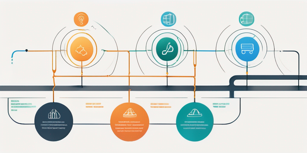 Weg mit sieben markierten Schritten zur vereinfachten Darstellung des Wechsels des Gasanbieters, illustriert durch minimalistische Symbole.
