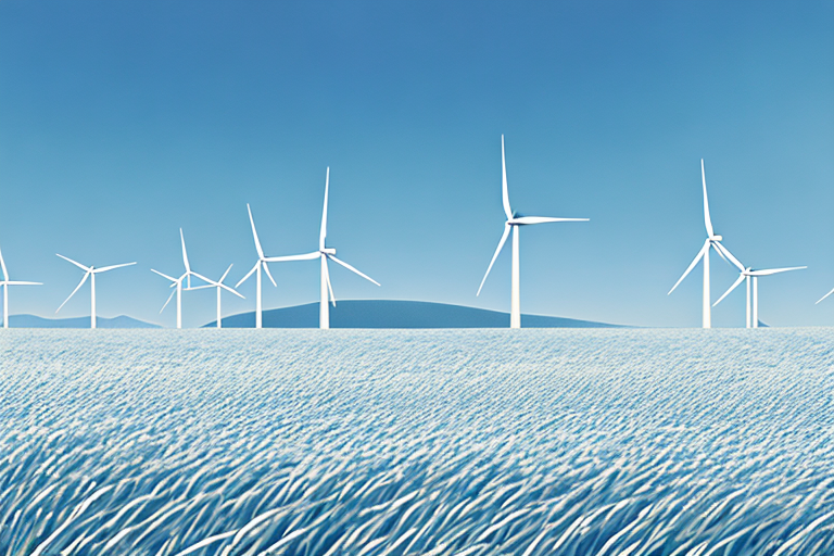 serene natuer landschaft mit windturbinen, die saubere nachhaltige energie und umweltschutz zeigen