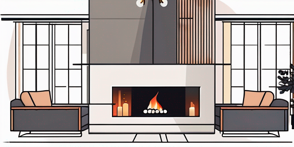 Modernes, gemuetliches Wohnzimmer mit Kamin, steht fuer Waerme und Komfort, ideale Suche nach Gasanbieter fuer Zuhause.