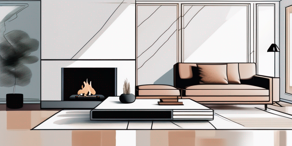 Modernes Wohnzimmer mit Kamin, betont die Wahl des richtigen Gasanbieters fuer ein komfortables und effizientes Zuhause.