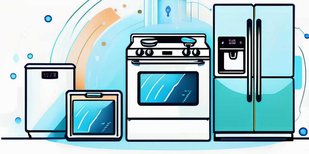 Moderne, energieeffiziente Haushaltsgeraete, inklusive Smart-Thermostat und LED-Beleuchtung, zur Optimierung von Gaszuschlaegen durch intelligente Verbraucherentscheidungen.