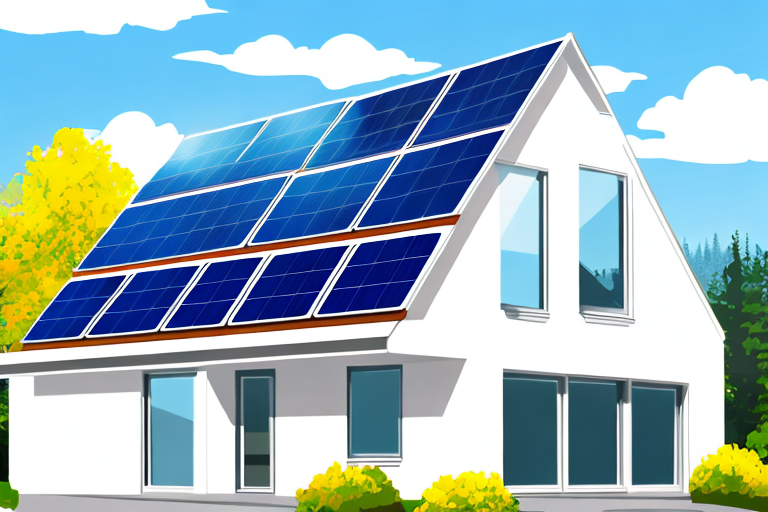 Energieeffizientes Haus mit Solarpanelen und digitalem Energiemeter Energieeffizientes Haus mit Solarpanelen und digitalem Energiemeter