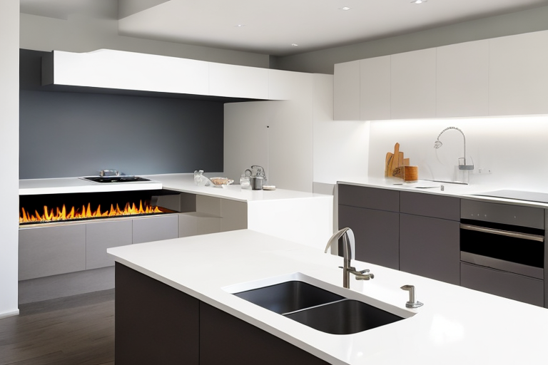 moderne kueche mit eleganten geraeten und erdgasherd effizienz und wohnliche atmosphaere