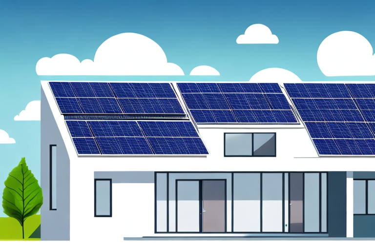 modernes energiesparendes Haus mit Solarpanelen auf dem Dach zur Kostenersparnis