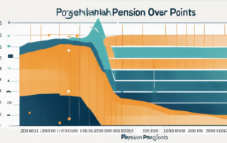 Diagramm der Rentenpunkte mit Lupe und Tabelle im Hintergrund.