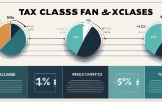 Grafik mit verschiedenen Steuerklassen und Prozentzeichen, Geldscheine im Hintergrund.