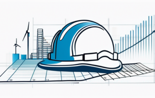 Bauingenieur bei der Arbeit mit Gehaltsübersicht auf dem Bildschirm.