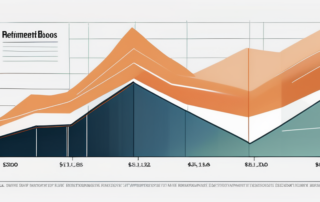 Person analysiert Rentenpapier mit Lupe, Taschenrechner und Diagramme im Hintergrund.