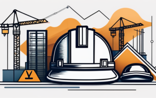 Diagramm mit Gehaltsstatistiken und Bauhelmen im Hintergrund.