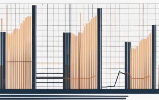 Anzugträger, Grafik mit steigenden Gehaltskurven im Hintergrund.