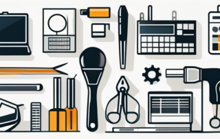 Arbeitskleidung tragender Handwerker mit Werkzeug, Deutschland-Karte im Hintergrund.