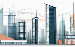 Bauzeichnungen und Taschenrechner auf einem Schreibtisch, im Hintergrund Baupläne