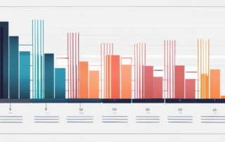 Büroangestellte am Computer mit Headset, lächelt, Grafiken mit Gehaltszahlen.