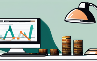 Büroangestellte vor Computer mit Gehaltstabelle auf dem Bildschirm.