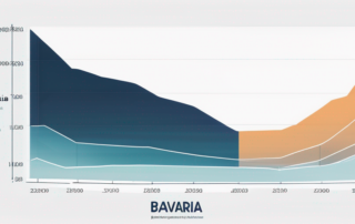 Bürotisch mit Diagrammen über Gehaltsvergleich in Bayern.